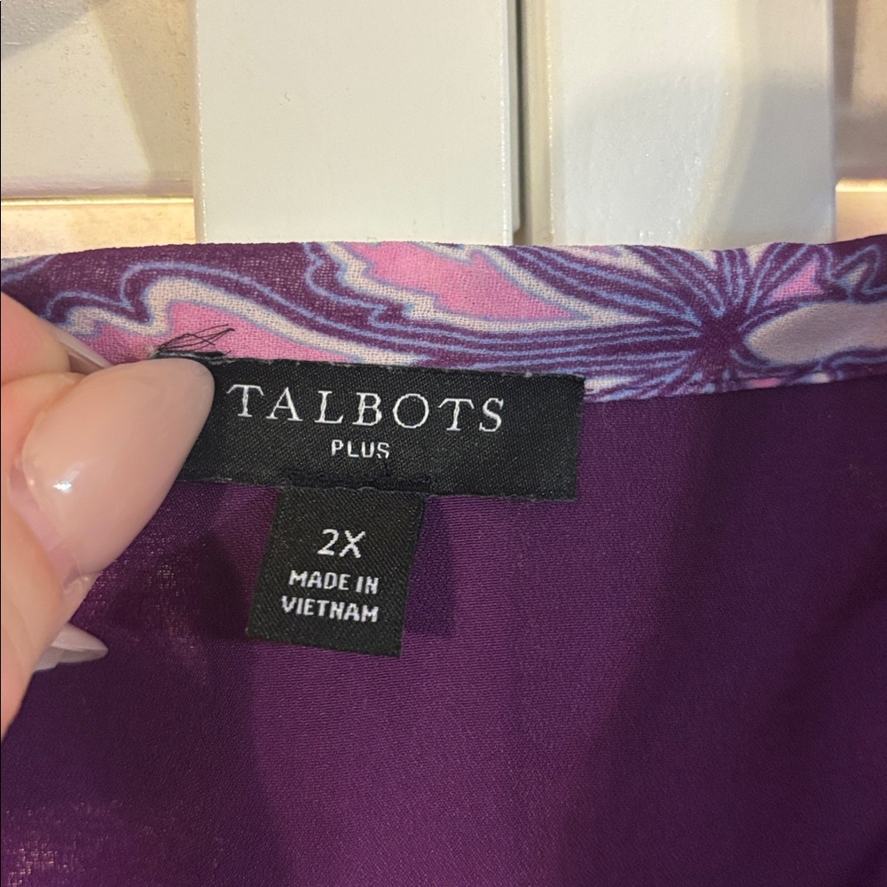 Talbots Purple Floral Blouse - Picture 2 of 2